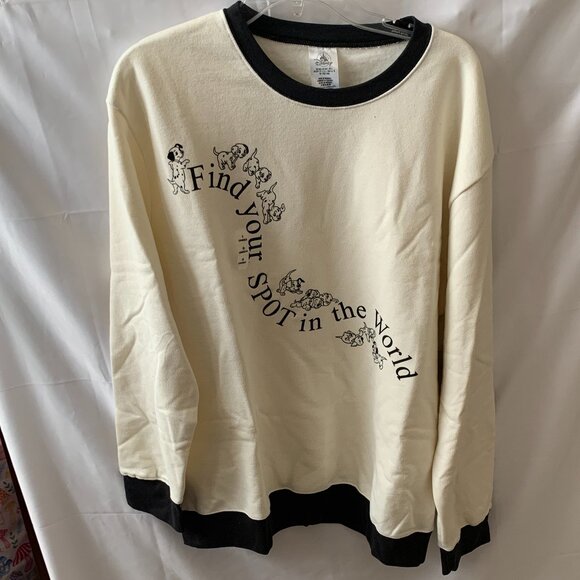 DISNEY 101 Dalmatians Find Your Spot in the World Crew Sweater Sz LARGE - Picture 1 of 4